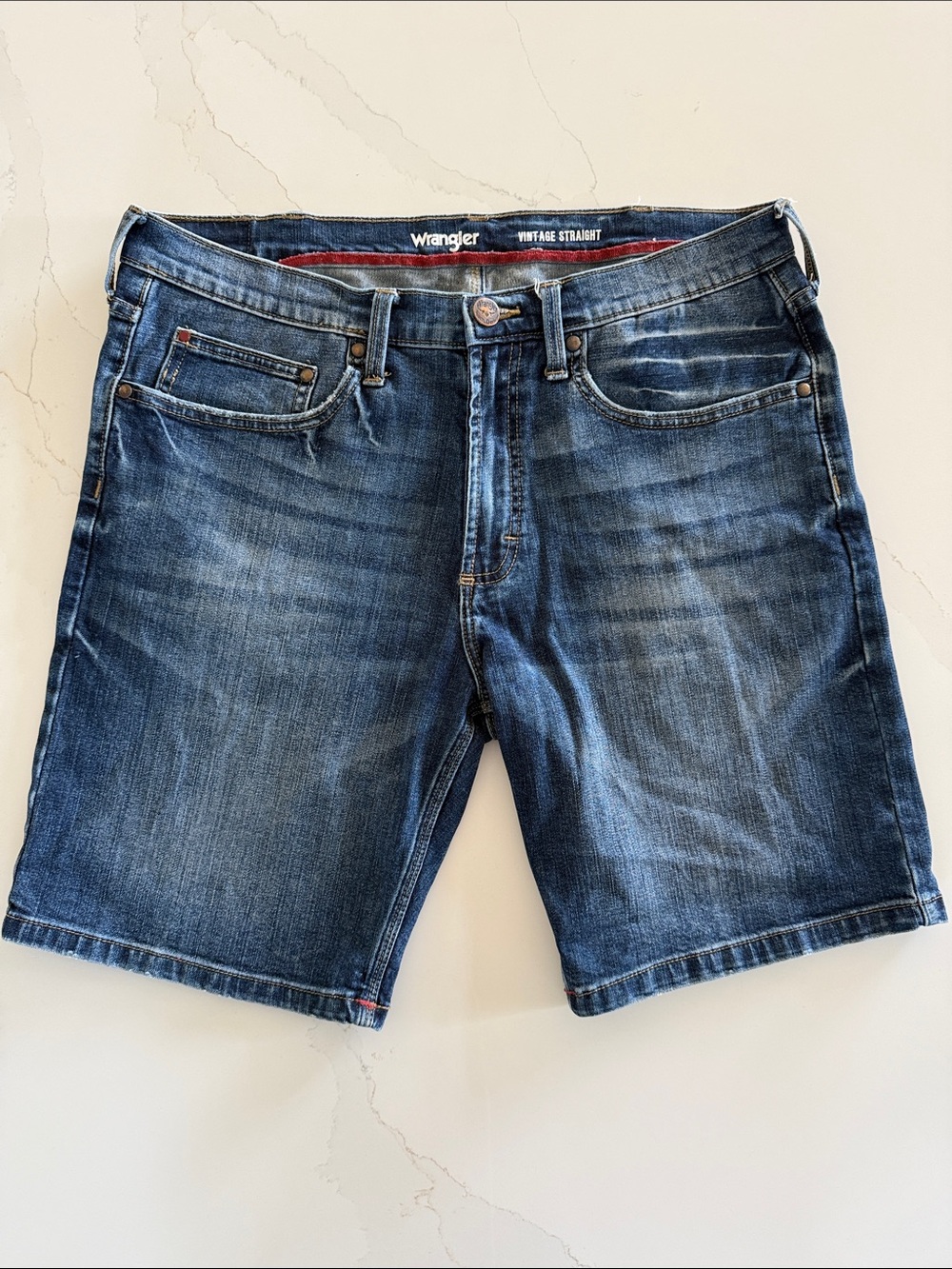 Wrangler Men's Dark Blue Washed Denim Shorts